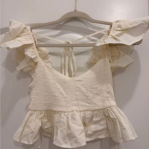 Zara Cream Ruffle Blouse